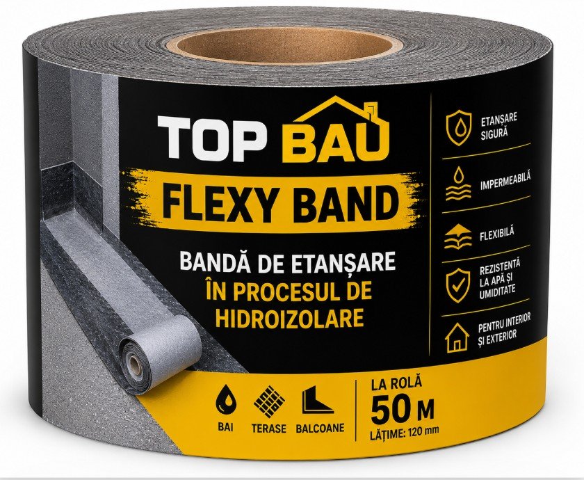 TOP FLEXY BAND.BANDA DE ETANSARE IN PROCESUL DE HIDROIZOLARE LA ROLA 50 M