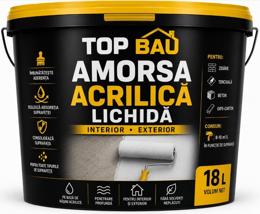 TOP BAU AMORSA ACRILICA LICHIDA INTERIOR EXTERIOR 18 L