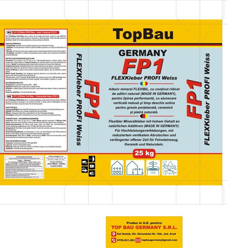 FP 1-Adeziv premium gresie/faianță, interior/exterior, alb, 25kg